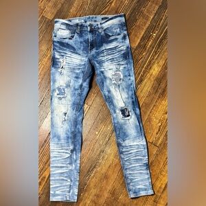 Copper Rivet Distressed Blue Men's Jeans